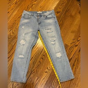 PacSun Light Blue Ripped Straight Leg Jeans - Women